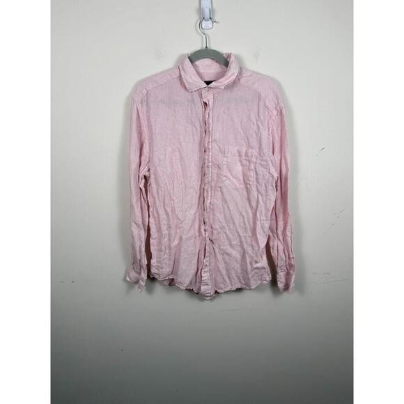 Vineyard Vines Men’s Size 100% Linen Shirt Pink Long Sleeve Large - Picture 1 of 6